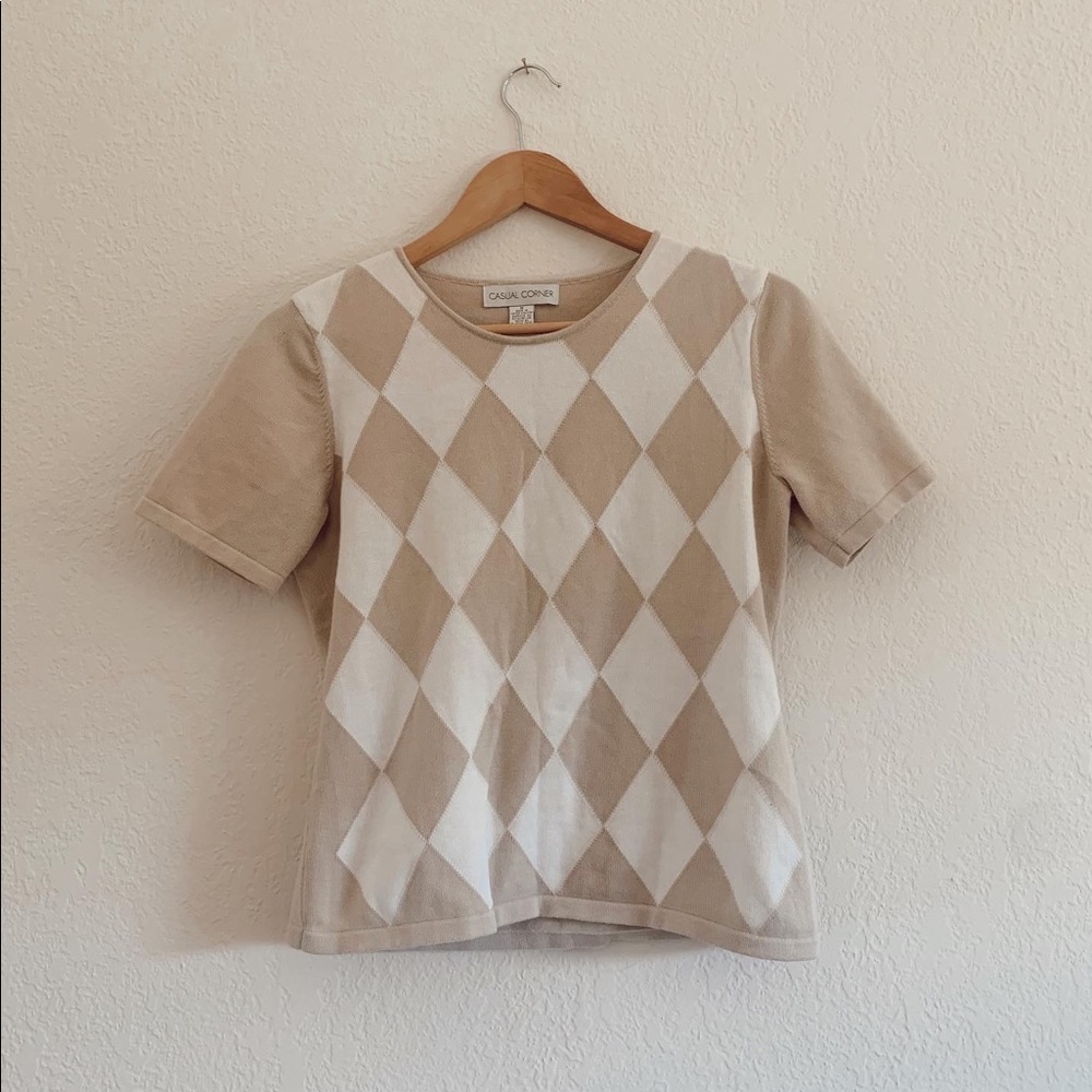 coffee and crème diamond pattered shirt